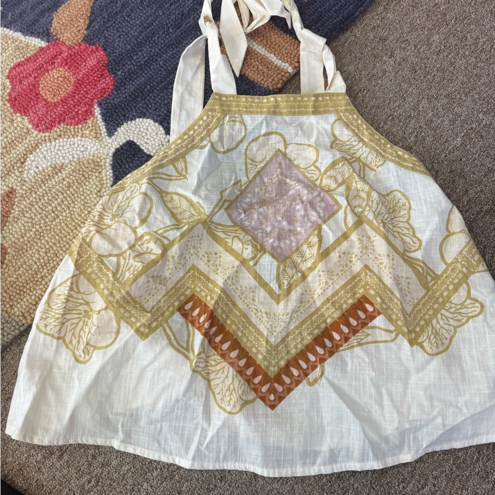 Free People White and Gold Tank Top